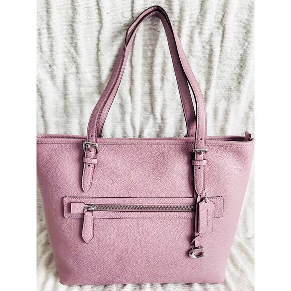 NWT COACH Taylor Faded Purple Pebbled Leather Tote & Matching Card Wallet - Picture 6 of 12